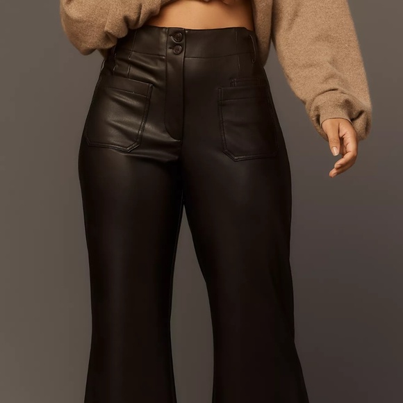 ANTHROPOLOGIE The Junie High-Rise Flare Pants by Maeve: Faux-Leather Edition NWT - Picture 6 of 8
